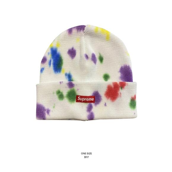 Supreme Splatter Dyed Beanie 'White' | Men's One Size Outdoor Streetwear Skater - Picture 8 of 8